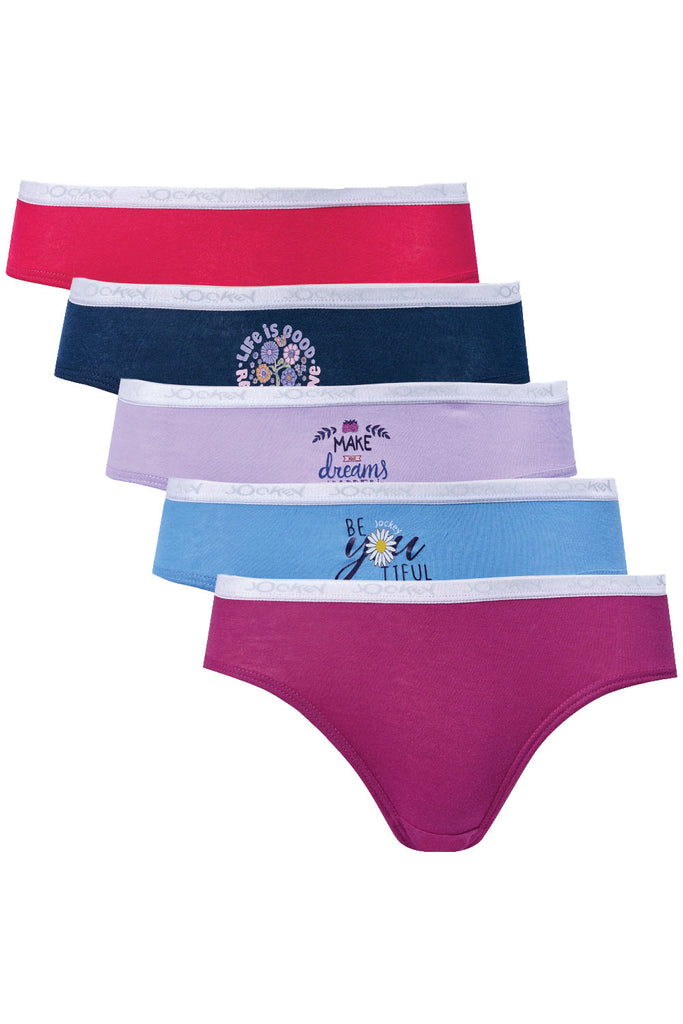 Jockey® 5 Pack Girls Print French Cut